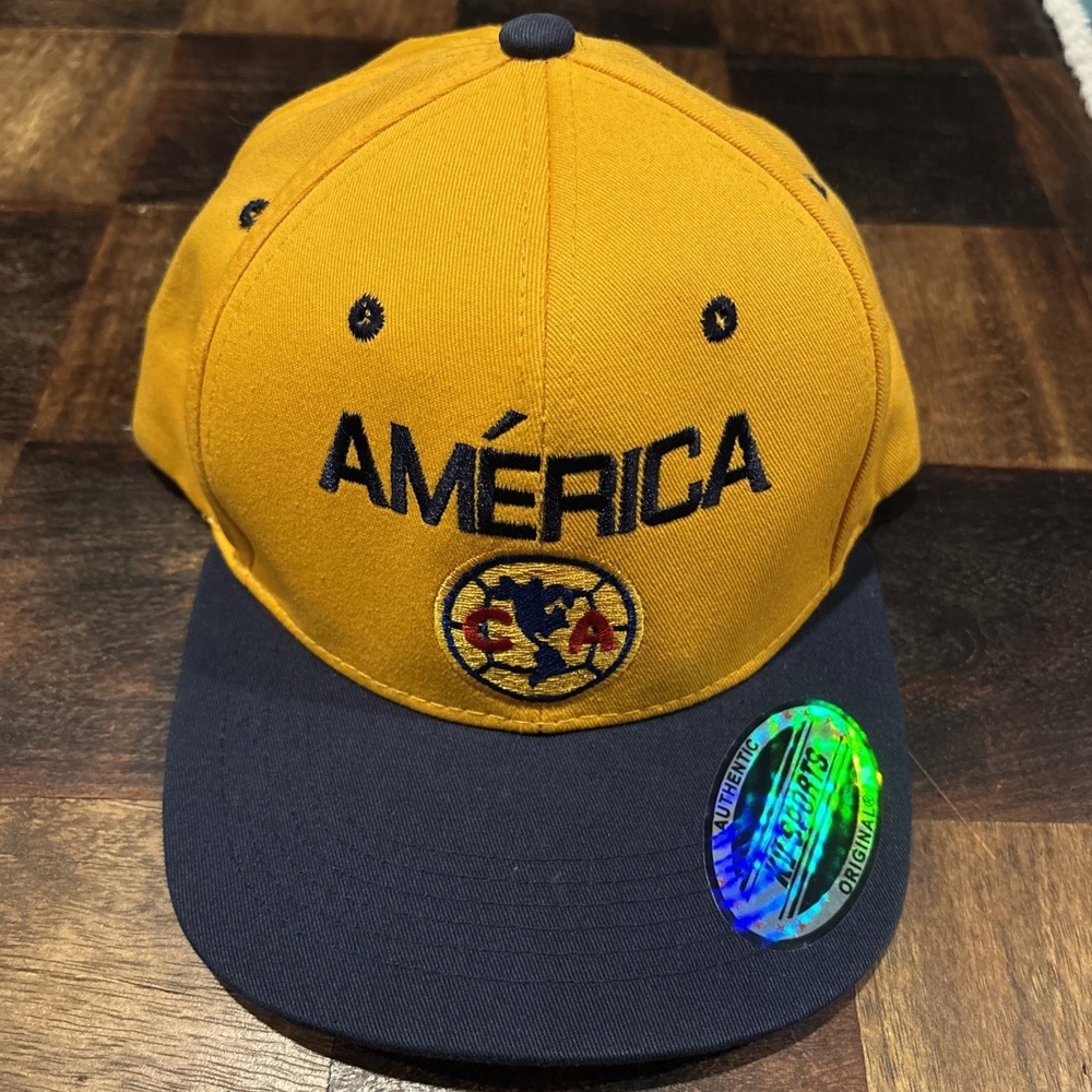 CLUB AMÉRICA Liga Soccer MX Snapback Hat KV SPORTS Yellow Blue Soccer Fan CapNew